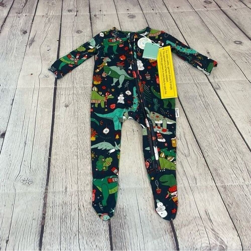 Gigi and Max Holiday Dinosaur Bamboo Romper